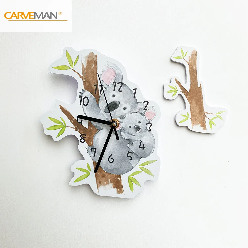 

Led Mirror Clock Funlife Forest Animals Cartoon Koala Family Children's Room Lovely Simple Decoration Wall Clock SWC030