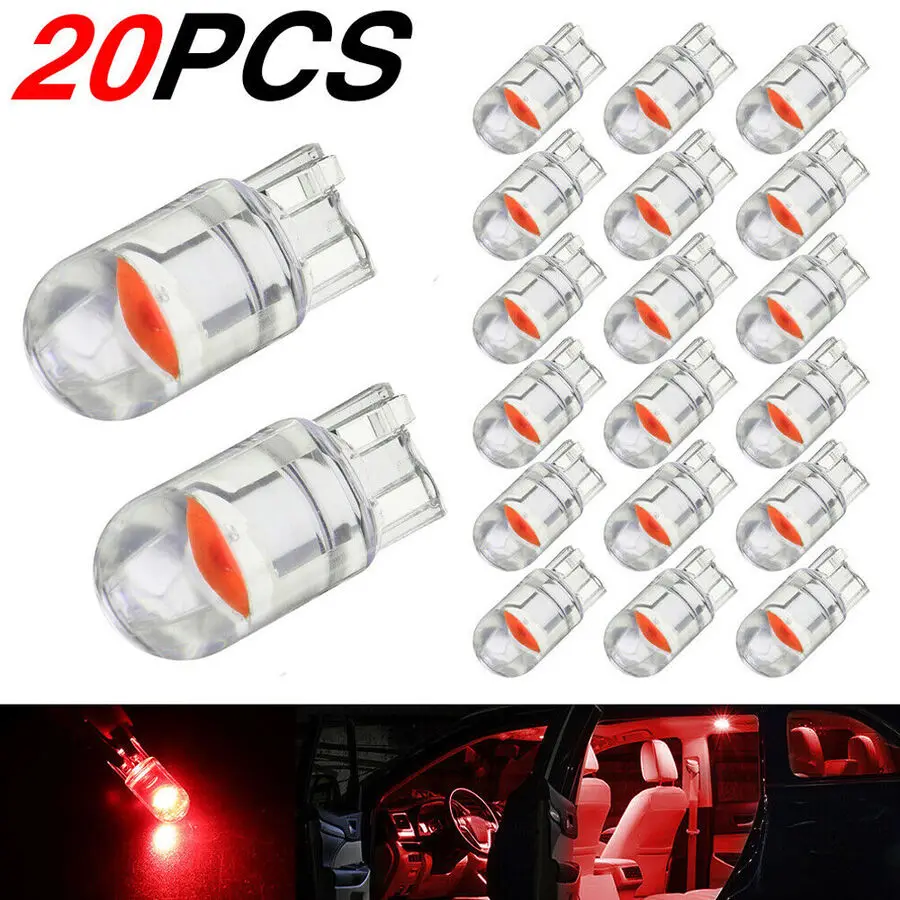 

20x T10 LED COB красный клиновидный автомобильный купол лампа для чтения карты W5W 194 168