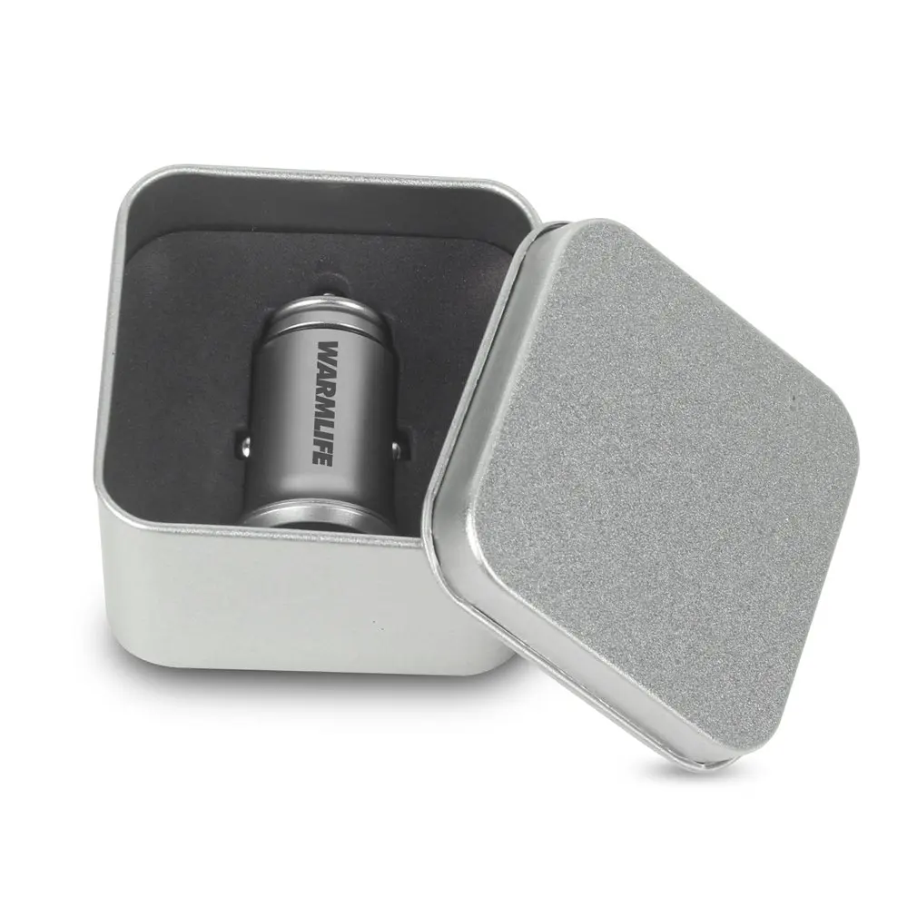 

Mini Dual USB Interface Vehicle Auto Car Charger LED Indicator Light Aluminum Charging Adapter Universal For Mobile Phone