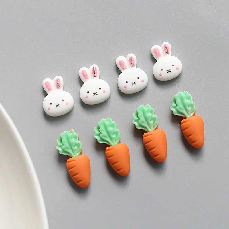 

10PC/Lot Resin Cartoon Rabbit Carrot DIY Jewelry Supplies Materials for Handmade Hairpins Mobile Phone Case Accessories 2023 New