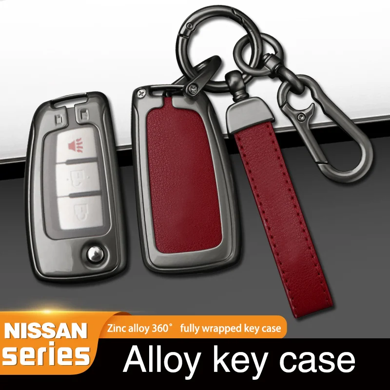 

Fashion Metal Leather Car Remote Key Case Cover Shell For Nissan Qashqai J11 X-trail Murano Maxima Tiida Altima Quest Juke