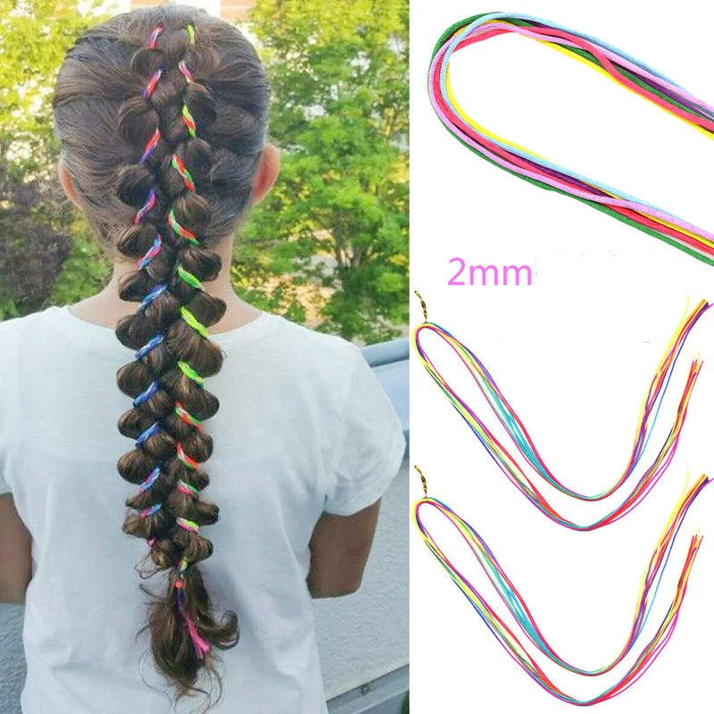 

90CM Colorful Hair Braid Styling Tools Braided Hair Rope Hair Knitting Hip Hop Children's Ribbons Women DIY Ponytail Accessories