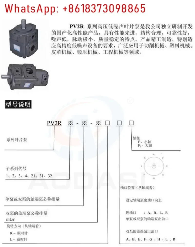 Гидравлический насос серии PV2R лопастной высокого давления низкий уровень шума