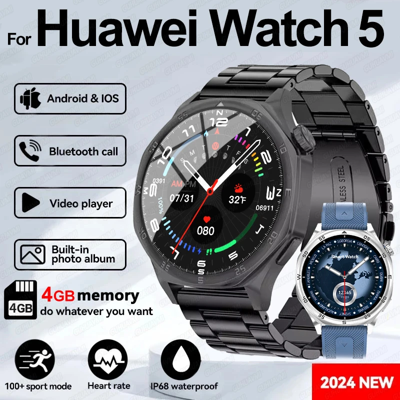 Смарт-часы Huawei 46 мм Watch 5 Real 4 ГБ памяти NFC GPS трекер Компас 3D Меню Bluetooth
