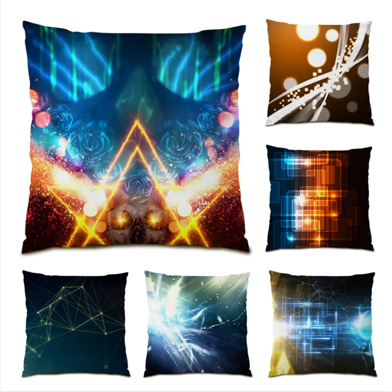 

Square Abstract Geometry Living Room Decoration Polyester Linen Modern Cushion Covers Pillowcase Soft Velvet Comfortable E0636