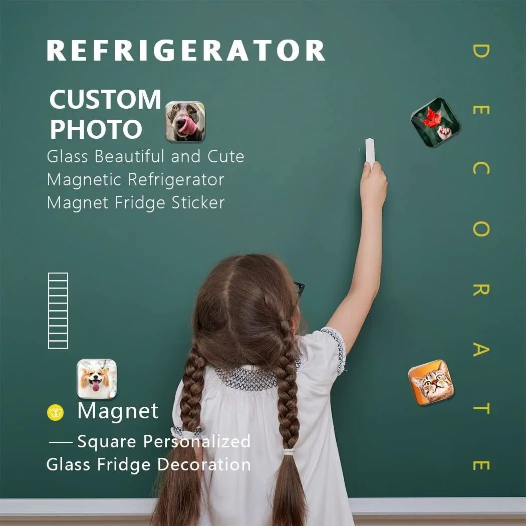 Четырехлистный Клевер Кристалл Магнит на холодильник Квадратный стеклянный