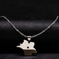 france map stainless steel chain necklaces women silver color necklace pndant menwomen jewelry christmas gift collier n68162s08