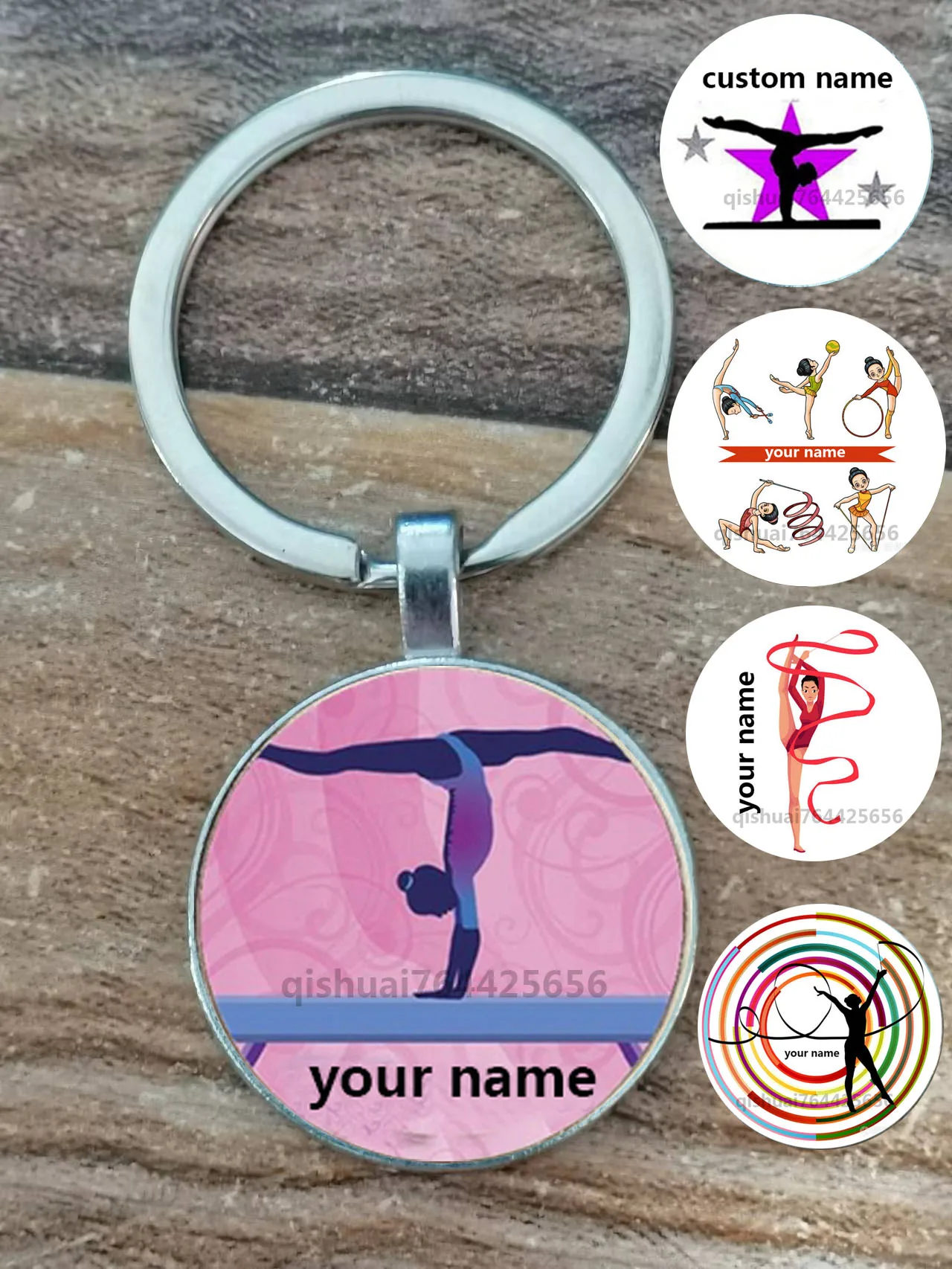 Diy Custom Name / Rhythmic Gymnastics Keychain / Gymnast Custom Name, Design Gymnastics Private Custom Name Key Ring Pendant Com