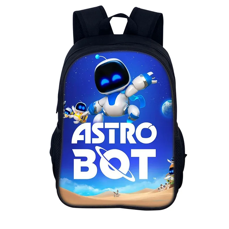 Фото Astro bot студенческая сумка для книг, школьные рюкзаки с 3D принтом, оксфордские водонепроницаемые рюкзаки для мальчиков и девочек, дорожные студенческие рюкзаки №1