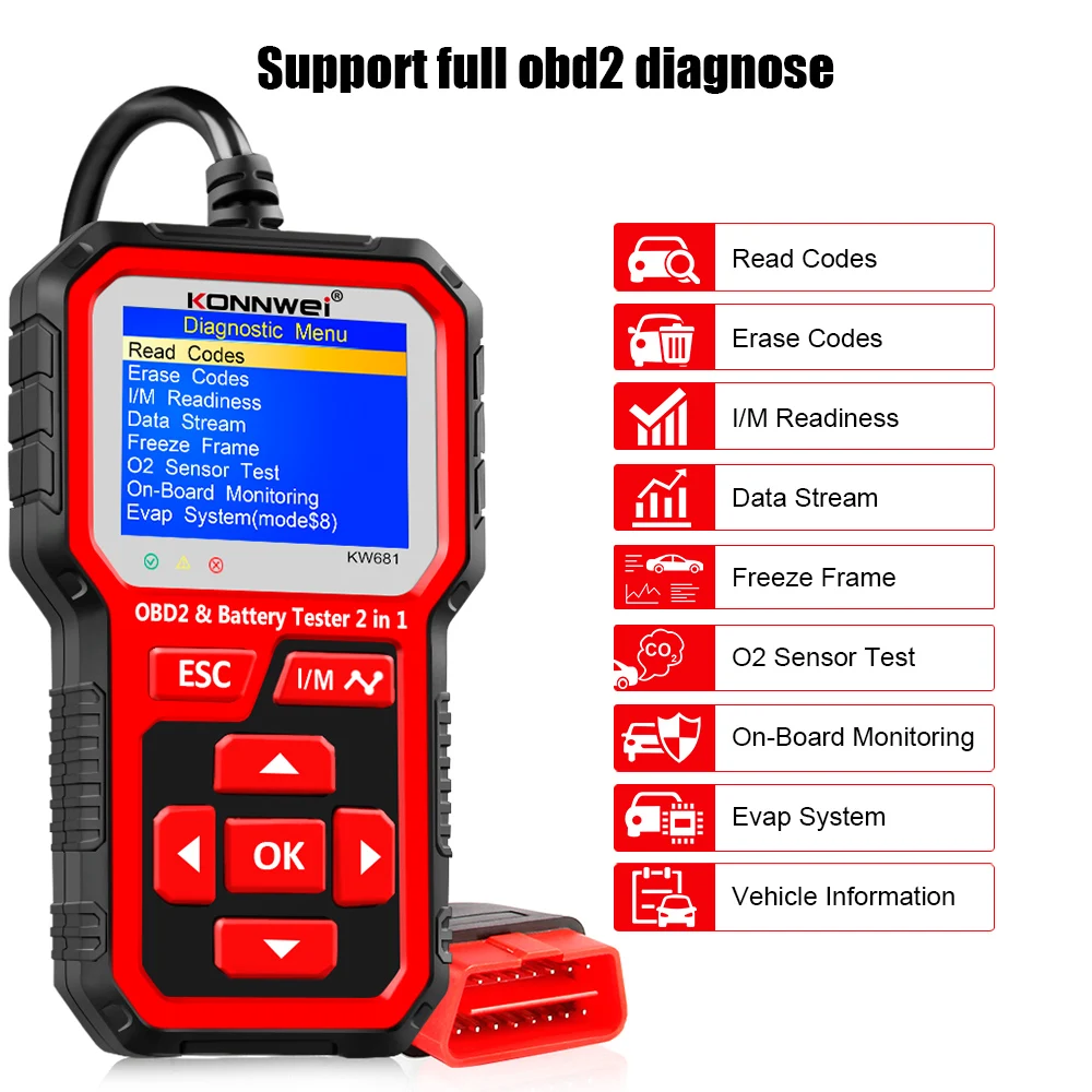 2 в 1 автомобильный диагностический сканер OBD2 6 12 В |