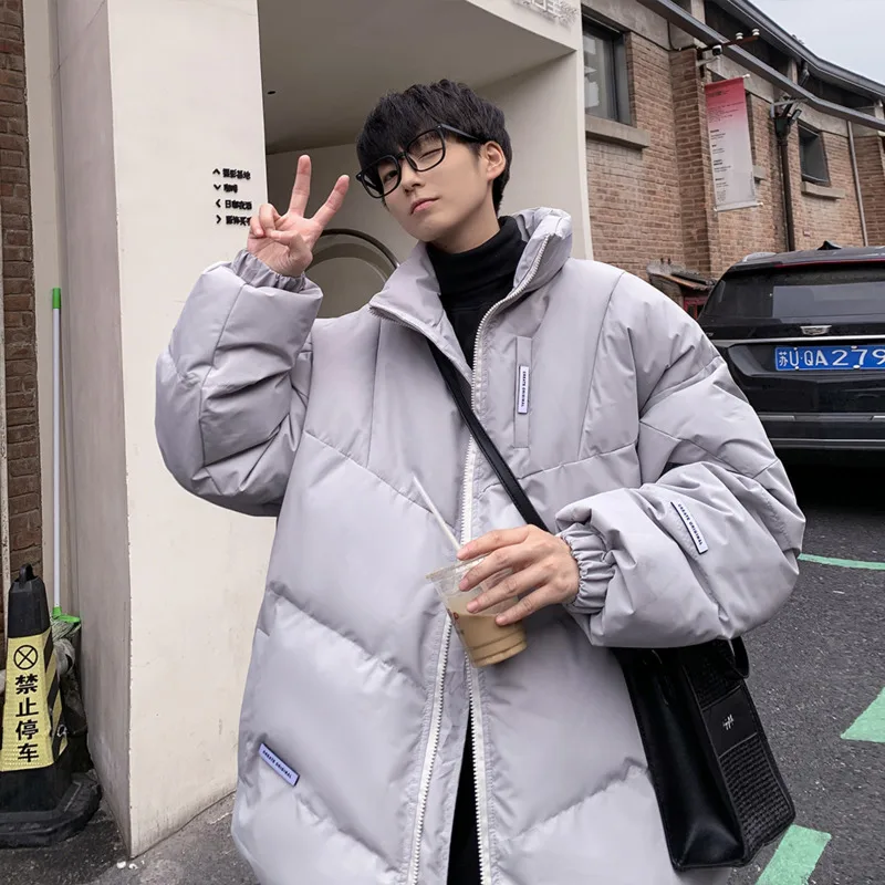 Winter Jacket Men Warm Fashion Grey Black Oversized Thicken Jacket Men Streetwear Korean Loose Thick Short Coat Mens Parker