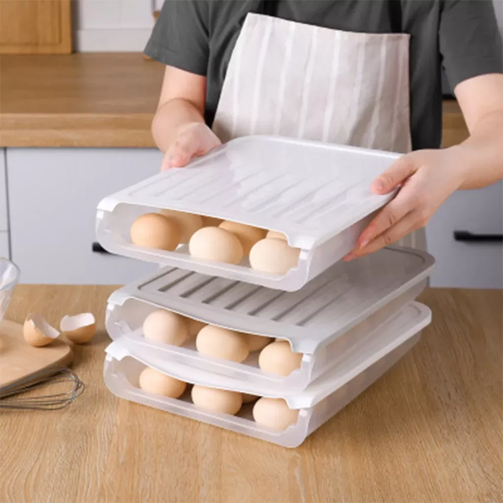 

18 Grids Egg Holder Automatic Scrolling Storage Container Box Home Kitchen Eggs Dispenser Case