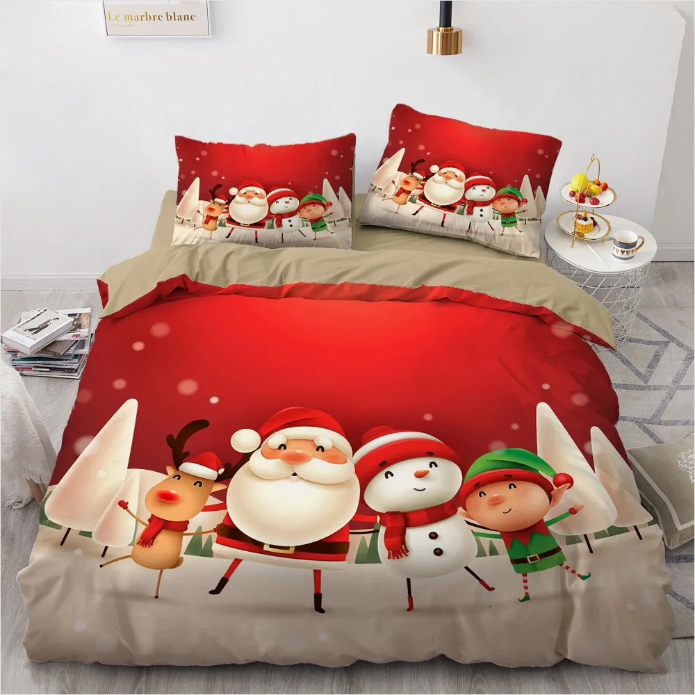 

3D Christmas Design Comforter Case Duvet Quilt Cover Bedding Set Double King Queen Double Single Size Home Textile