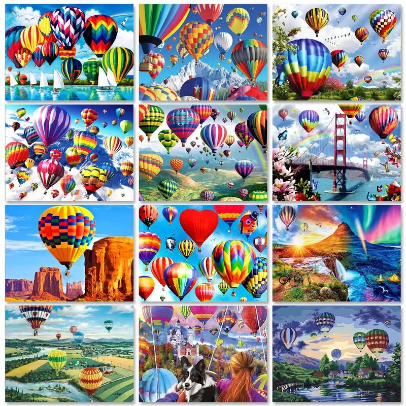 

GATYZTORY 40x50cm Painting by numbers Handmade Acrylic Paint Unique Picture Paint Fire Balloon gift Painting Decor