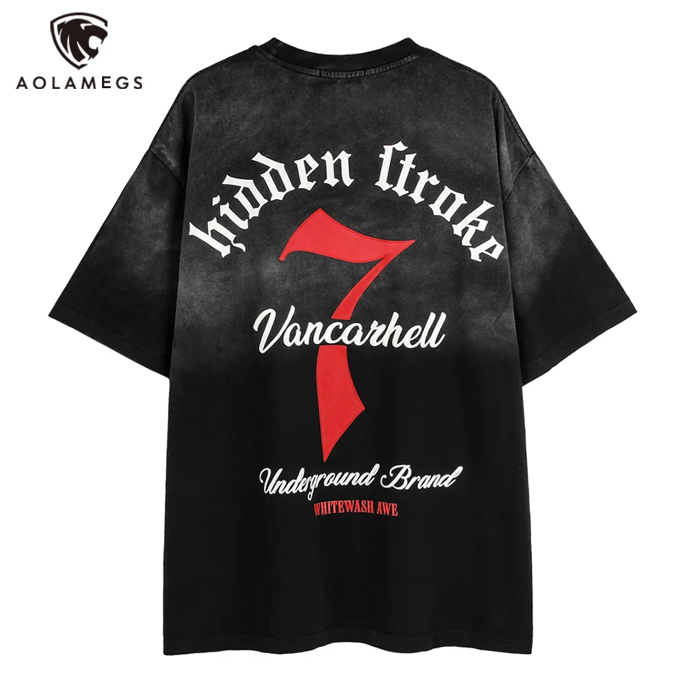 

Харадзюку мужские большие футболки ретро с буквенным принтом, Промытые футболки, Летние повседневные модные футболки с градиентом, уличная...