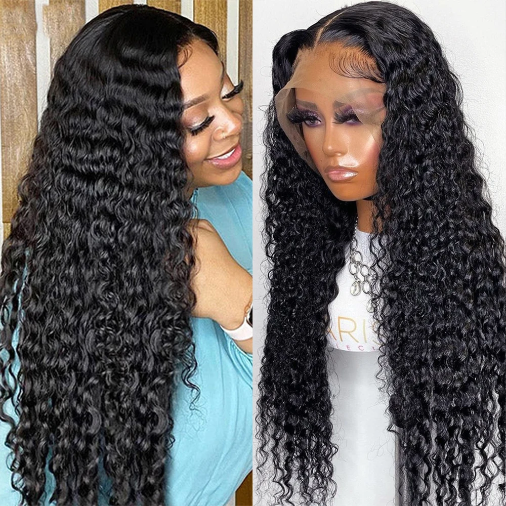 Karbalu Lace Front Human Hair Wigs 13x4 HD Lace Frontal Wig Pre Plucked Brazilian Human Hair Wigs 30 Inch Deep Wave Frontal Wig