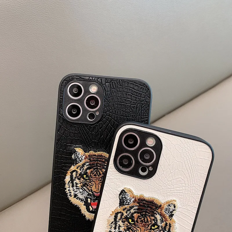 Чехол с 3D вышивкой головы тигра для iPhone 12 11 13 Pro Max XS 8 7 Plus X роскошный брендовый