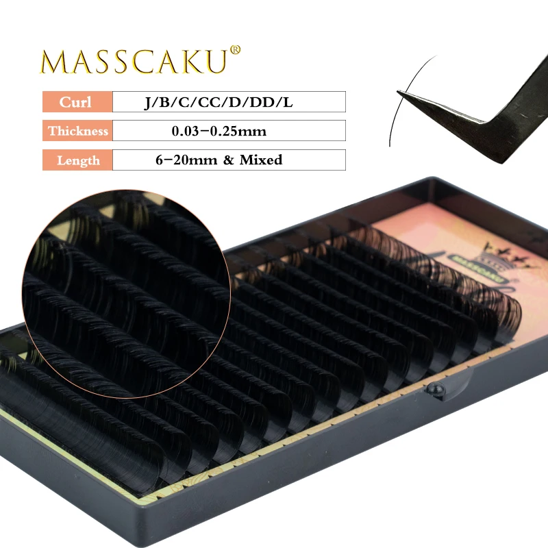 

Fast shipping 0.07 0.10 volume russian PBT korean individual eyelash extension dark black matte soft natural eyelash extensions