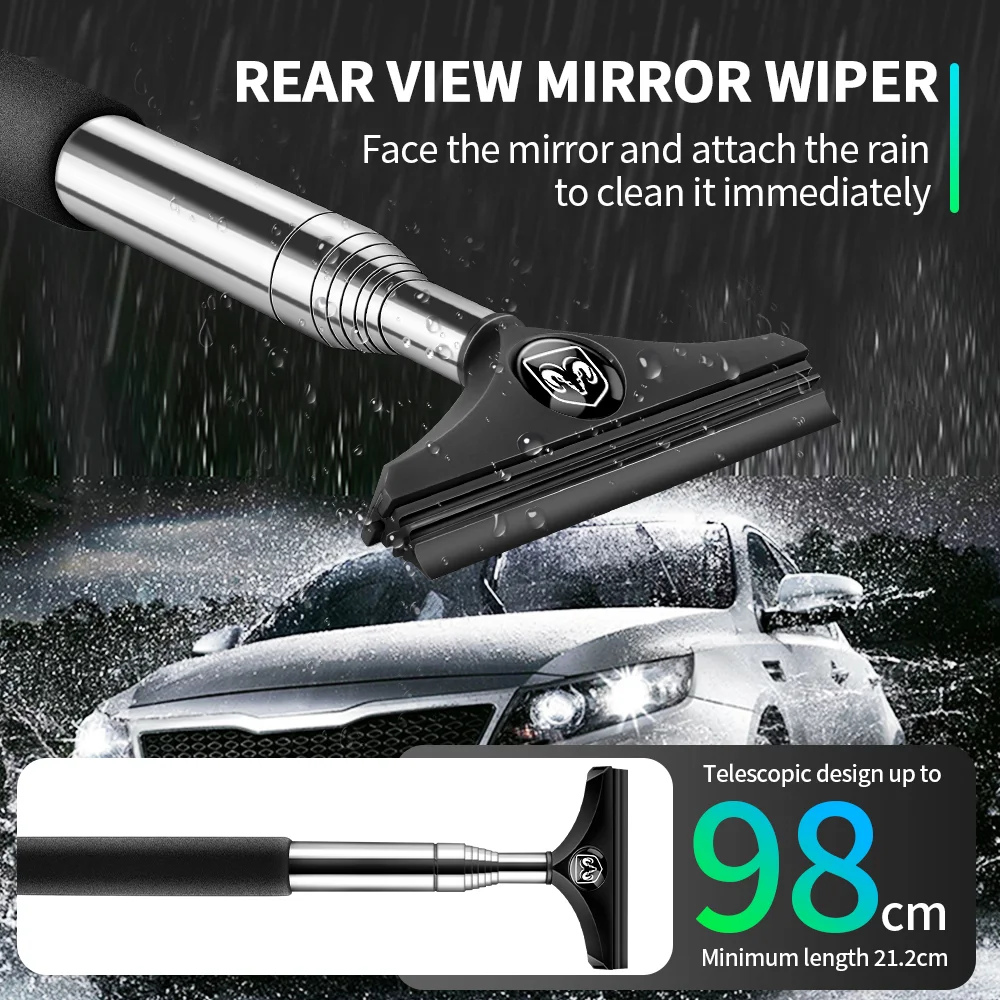 

1pc Telescopic Car Rearview Mirror Wiper Scratch Water Anti-raining Cleaning Tool For Dodge Journey SRT SXT Challenger RAM 1500