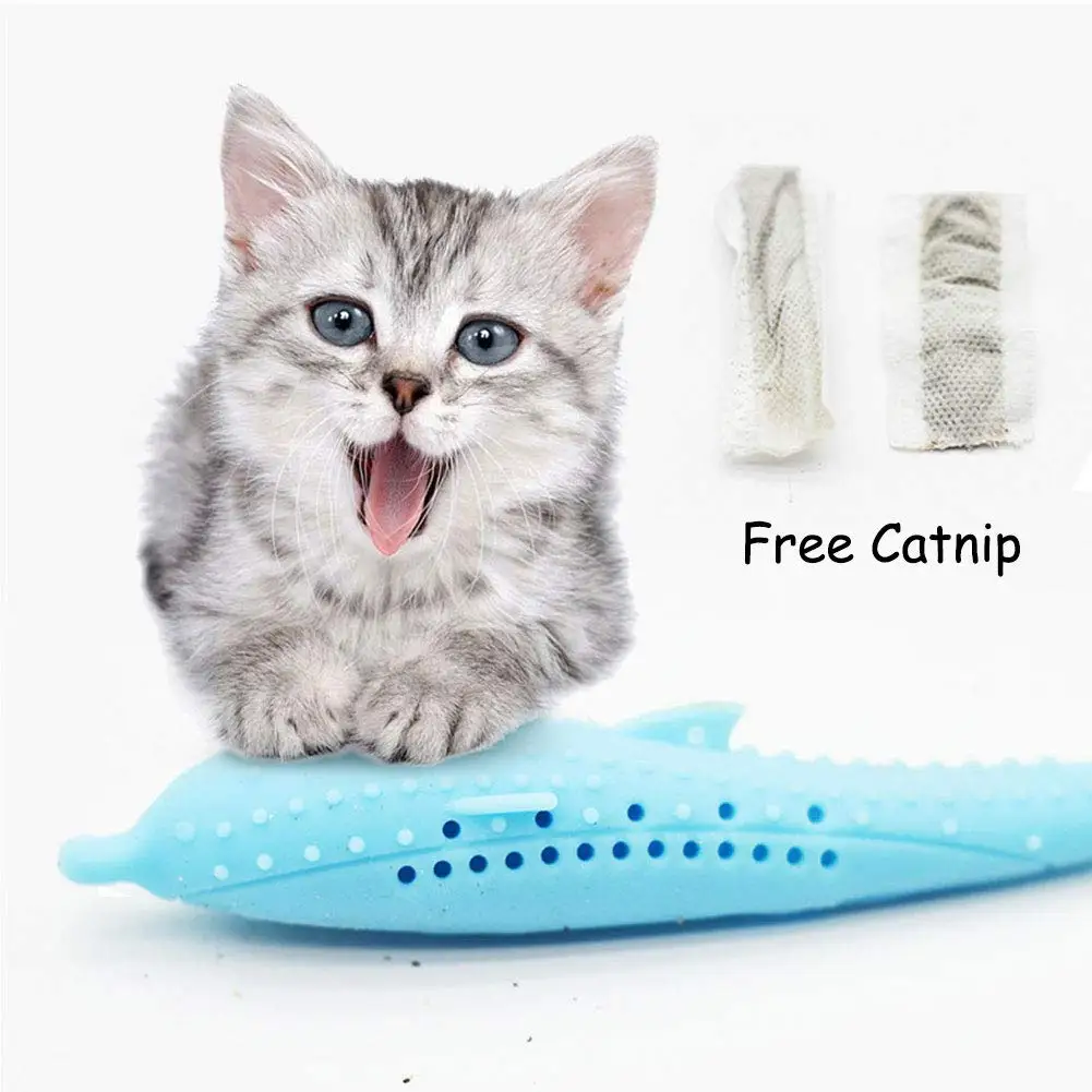 

Interactive Pet Cat Self-Cleaning Toothbrush with Catnip Toy Silicone Molar Stick Teeth Cleaning for Cats Kitten Kitty Supplies