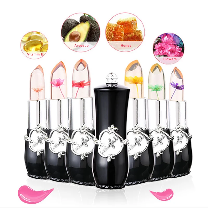 

Pack Of 6 Crystal Flower Jelly Lipstick Temperature Change Moisturizer Flower Lip Stick Temperature Mood Lipstick Include