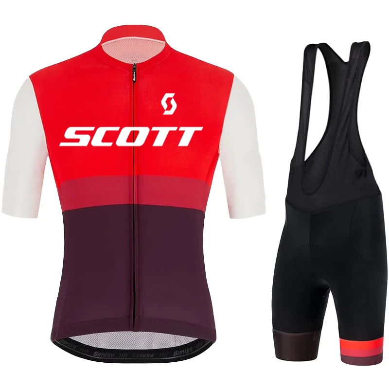 

New World Champion Scott Team Short Sleeve Bike Clothes Breathable Bib Shorts Cycling Clothing Maillots Ropa Ciclismo Hombre
