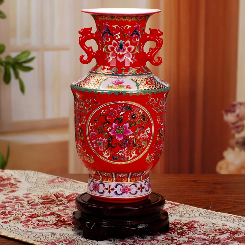 

Старинная эмалированная керамическая Цветочная ваза Jingdezhen, декоративные вазы, домашняя искусственная ваза