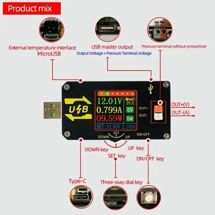 НОВЫЙ XY-UDP цифровой USB преобразователь постоянного тока CC CV 0 6-30 В 5 9 12 24 2 А 15 Вт