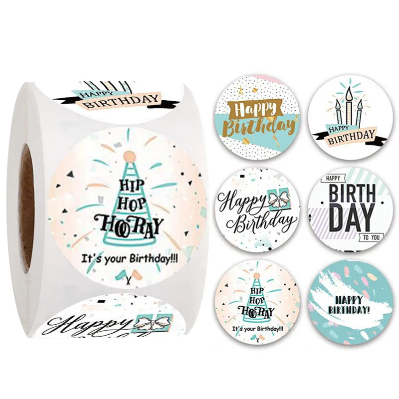 

Круглые наклейки на день рождения, 50-500 шт., 1 дюйм, наклейки, товары для рукоделия, дневник, планировщик, Детские милые интересные узоры, накле...