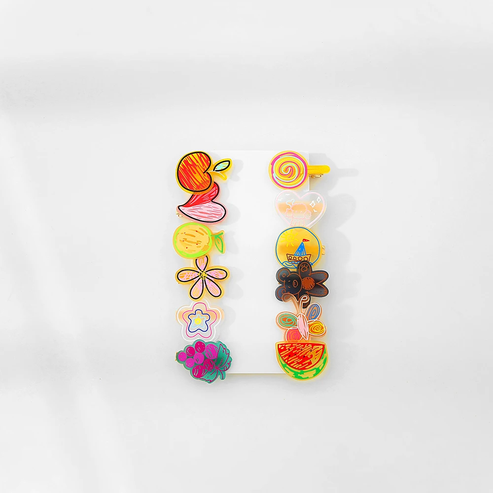 

12Pcs/Set Kids Cute Hair Accessories Fruit New Korean Children Hair Clips Sweet Color Cartoon Girls Headress For Gifts Hairpins