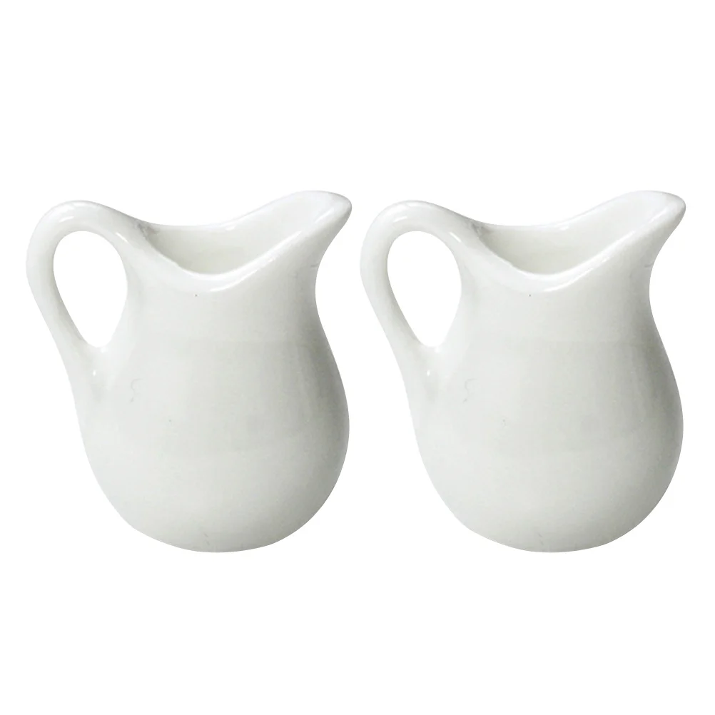 

2 Pcs Small Glass Bottles Nspressso Mini Ceramic Creamer Espresso Pot Mini Milk Jug Porcelain Flowerpot Pitchers