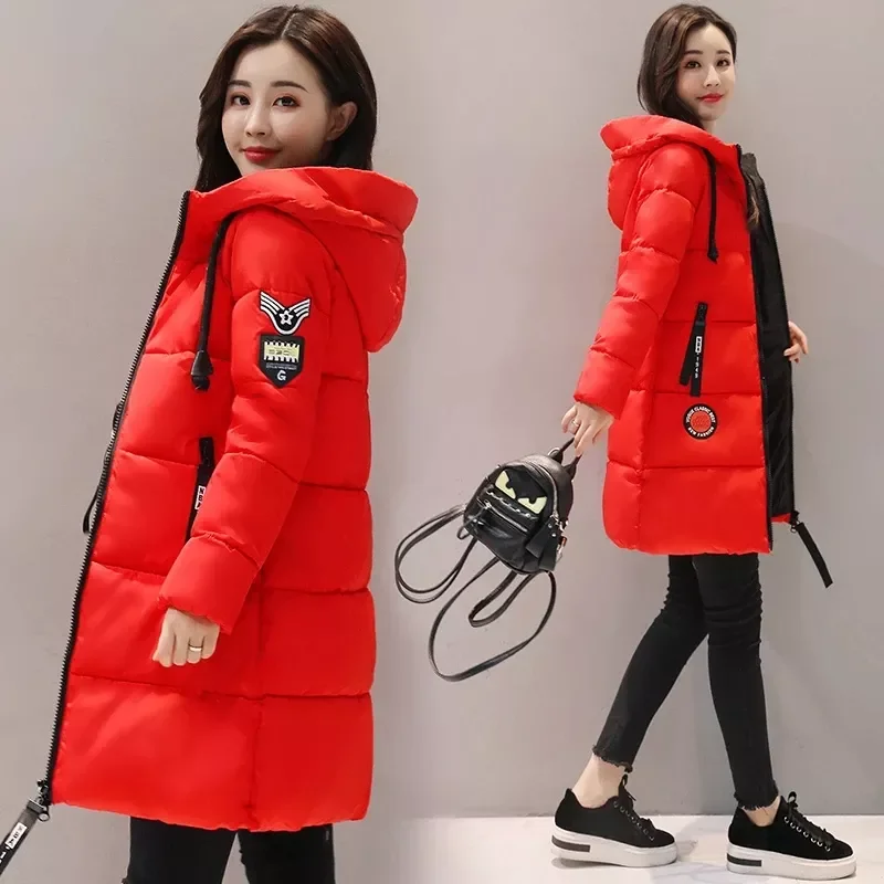 

New2022 Women 2021 New Winter Down Jacket Women Coat Long Hooded Outwear Female Parka Thick Cotton Padded Female Basic Coats