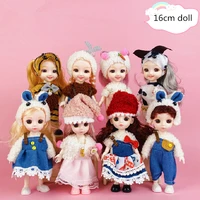 new 16cm bjd doll 13 movable joint 112 fashion girl baby 3d big eyes doll beautiful diy toy doll with clothes dress up gift