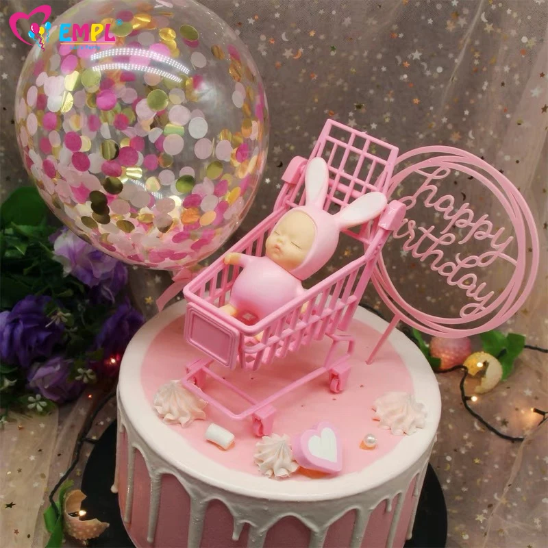 Корзина для покупок украшения торта Мультяшные куклы игрушки вилка будущей мамы