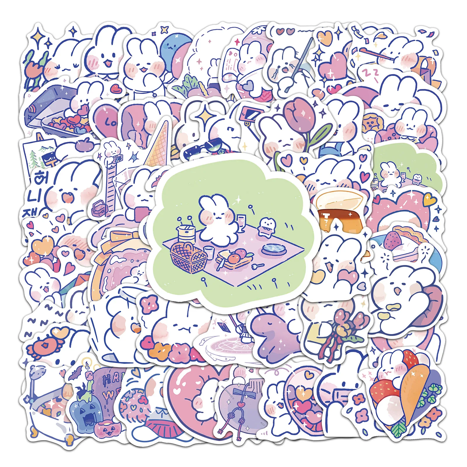 

10/30/50pcs cute soft cute rabbit cartoon stickers DIY luggage scooter car guitar waterproof cartoon decorative stickers