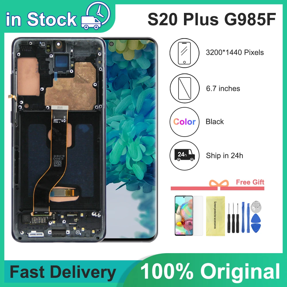 

6,7 ''Оригинальный Для Samsung Galaxy S20 Plus Lcd G985,G985F,G985F/DS с рамкой дисплей сенсорный экран в сборе для Samsung s20 + ЖК
