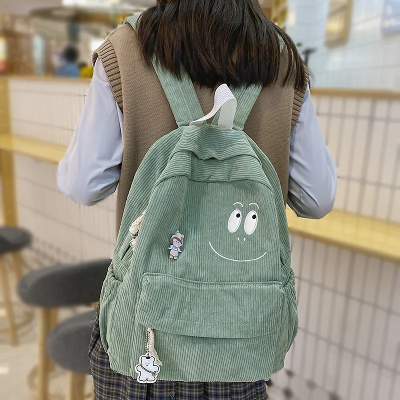 

Новый женский вельветовый Рюкзак Kawaii для ноутбука, Модный Зеленый Классный рюкзак для девушек, модная женская школьная сумка, Женский дорожный рюкзак