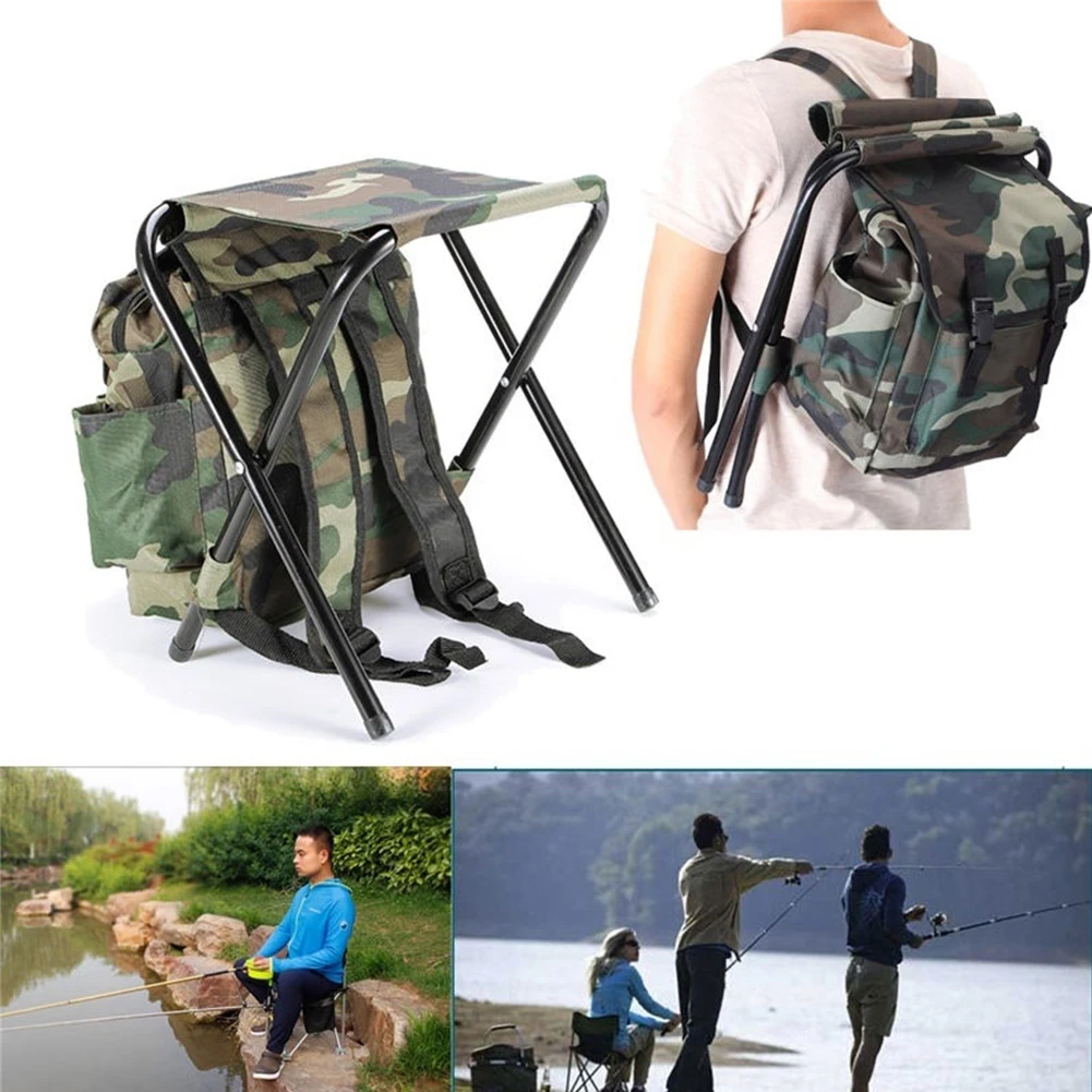 

Outdoor Steel Pipe Bracket Portable Folding Picnic Backpack Storage Bag Camping Stool Storage Fishing Chair Ultralight Furniture
