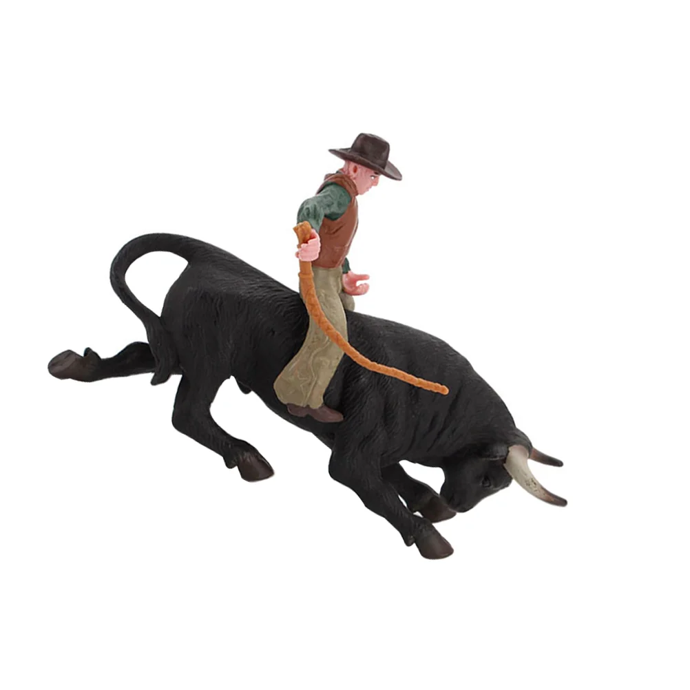 

Cowboy Figurine Bull Statue Bull Riding Figure Farm World Toys for Home Office Gift