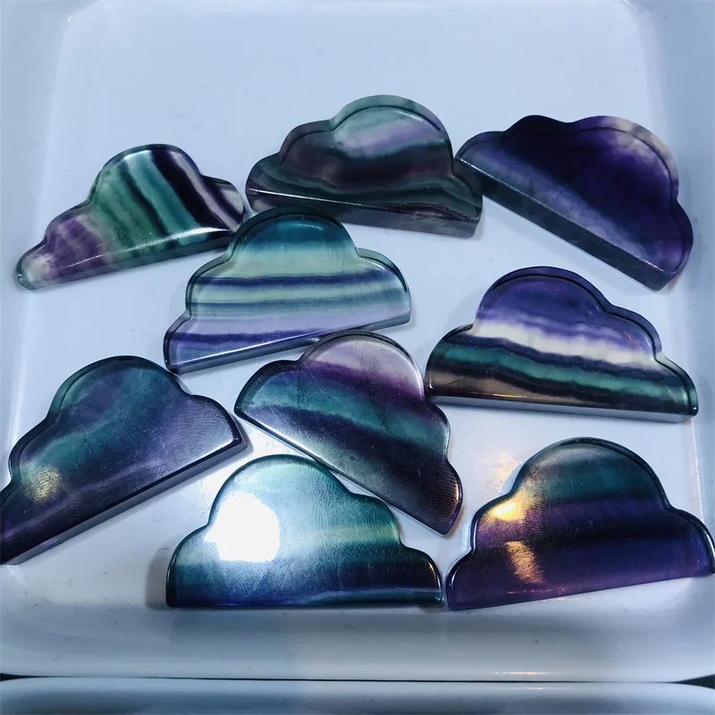 

Beautiful 1PC High Quality Natural Colorful Fluorite Cloud Hand Carved Palm Stone Reiki Healing Decor Natural Quartz Crystals