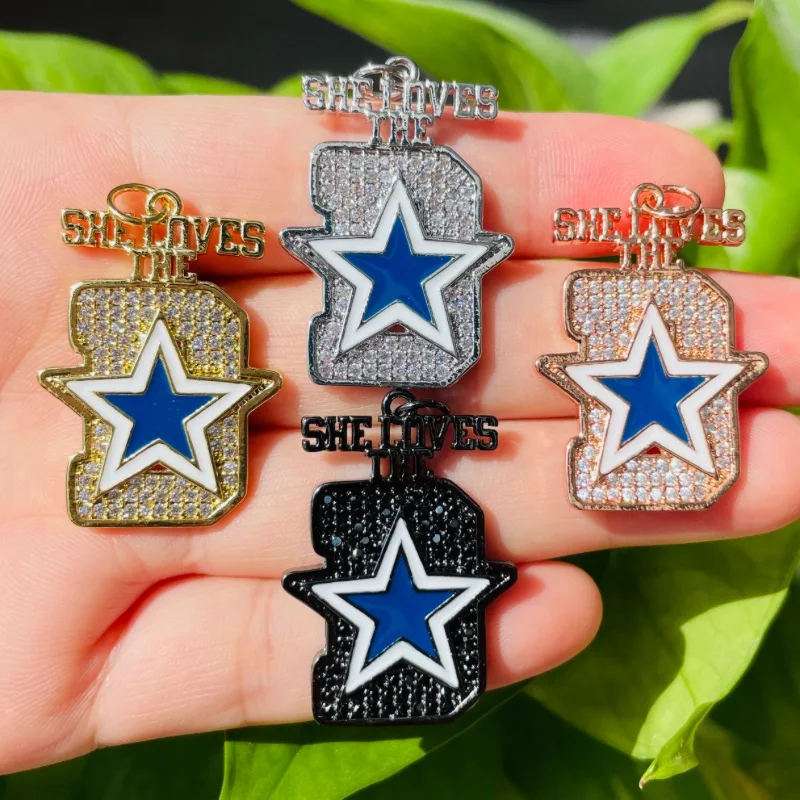 

5pcs Micro Pave She Loves The D Words Charms for Women Bracelets Necklace Making Gold-Plated Pendant Jewelry Accessory Wholesale