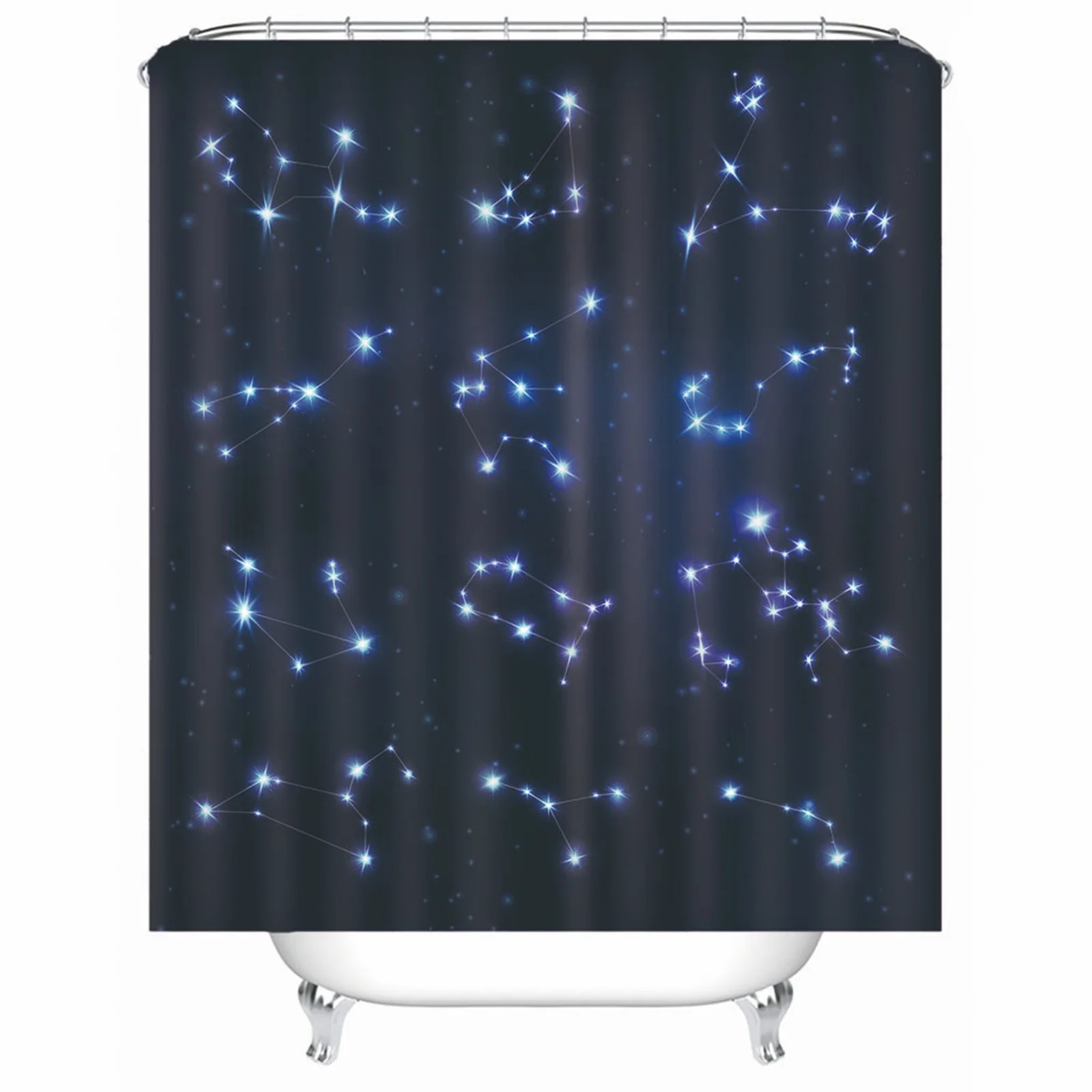 

Abstract Shower Curtain Polyester Starry Sky Dark Blue Mold & Mildew Resistant Waterproofwith Rustproof Grommets Hooks