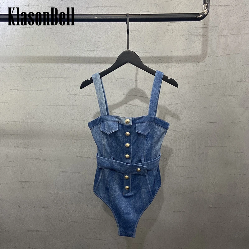 

3.4 KlasonBell Suspender Single Breasted Fashion Casual Bodysuit Women