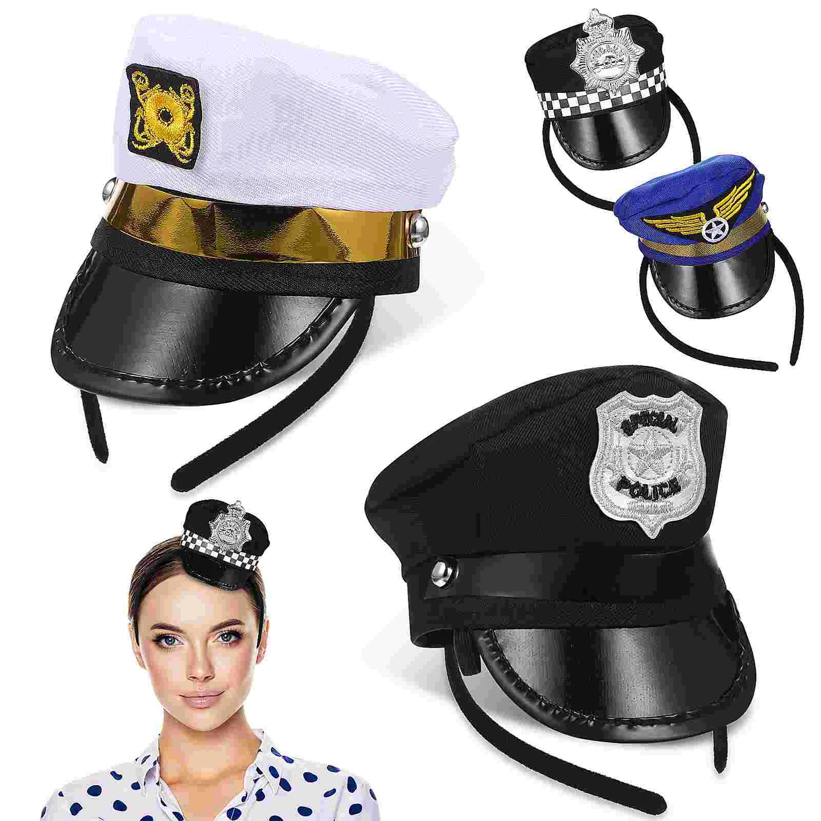 

4 Pcs Cosplay Headband Cap 4pcs Sailor Hair Hoops Yacht Captain Hat Headbands Kids Headwear Fun Navy