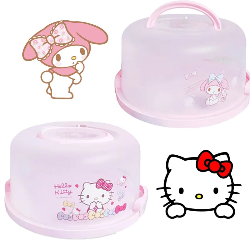 

Sanrio Hellokittys Kuromi My Melody Portable Cake Box 6/8 Inch Birthday Plastic Dustproof Household Portable Packaging Gift Box