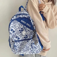 korean version graffiti women backpack hip hop style middle school student schoolbag young people backpack travel laptop bag