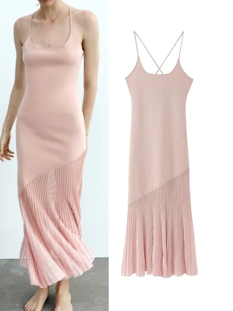 

2023 Women Summer Strap Dress Fashion Solid Strapless Knitted Sleeveless Female Elegant Street Party Dresses Clothing