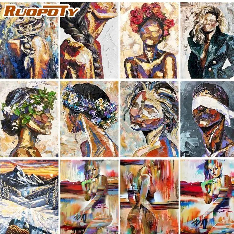 

RUOPOTY Abstract Figure Picture By Numbers Kits Handmade DIY Gift 60x75cm Framed On Canvas Home Decoration Wall Art Oil Picture
