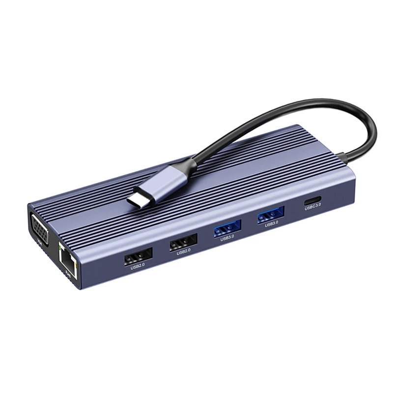 

Концентратор USB C, адаптер 12 в 1 с Ethernet, 4K USB C на HDMI-совместимый, VGA,2 USB 3,0 2 USB 2,0, кардридер TF, микрофон