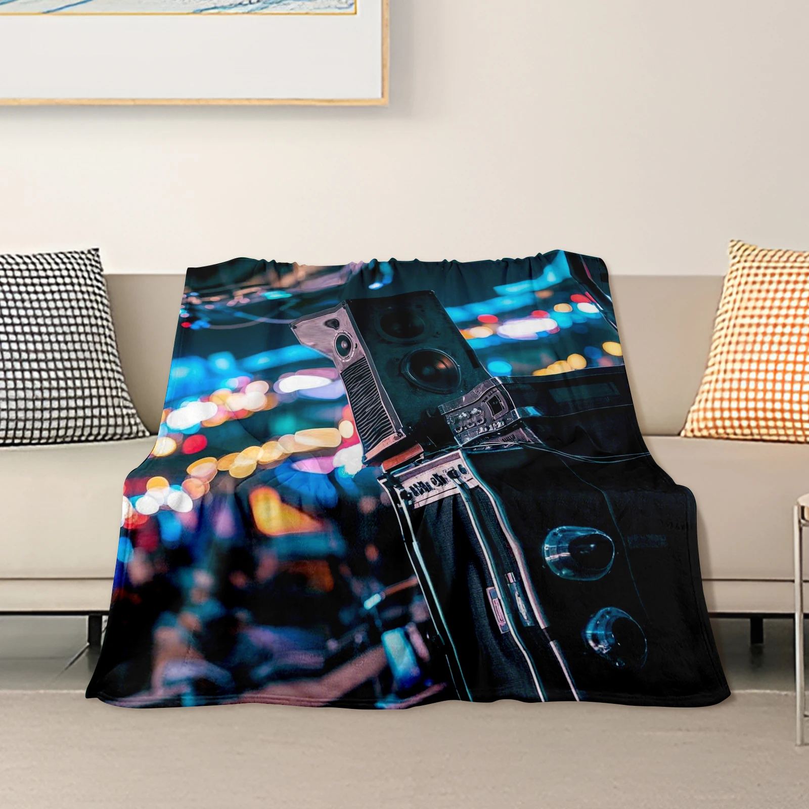 Детское одеяло связанное с страстью музыкальных фестивалів узорами динамиков